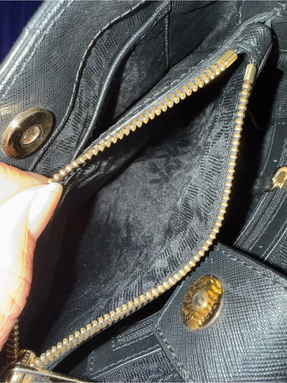 Michael Kors Black Saffiano Satchel with Gold Chain Accents